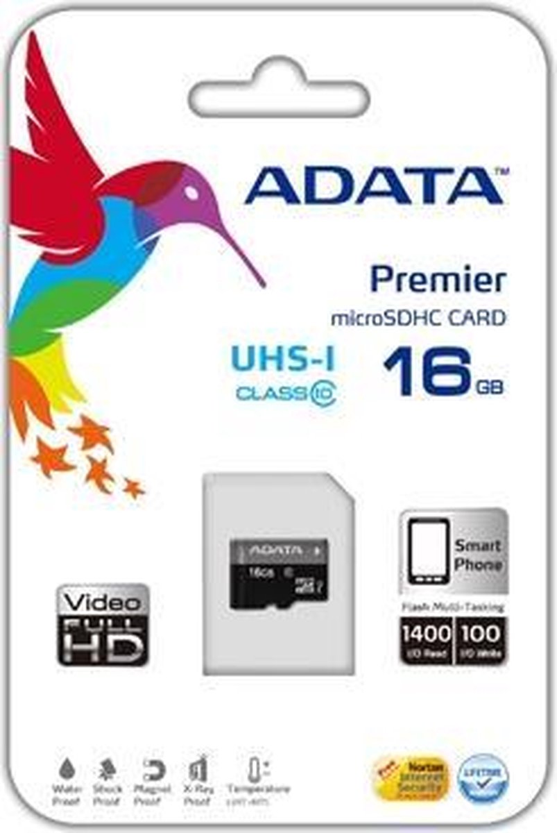ADATA Premier Micro SDHC UHS-I U1 Class10 16GB 16GB Micro SDHC Klasse 10 flashgeheugen