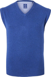 Redmond heren spencer katoen - V-hals - jeansblauw -  Maat XXL