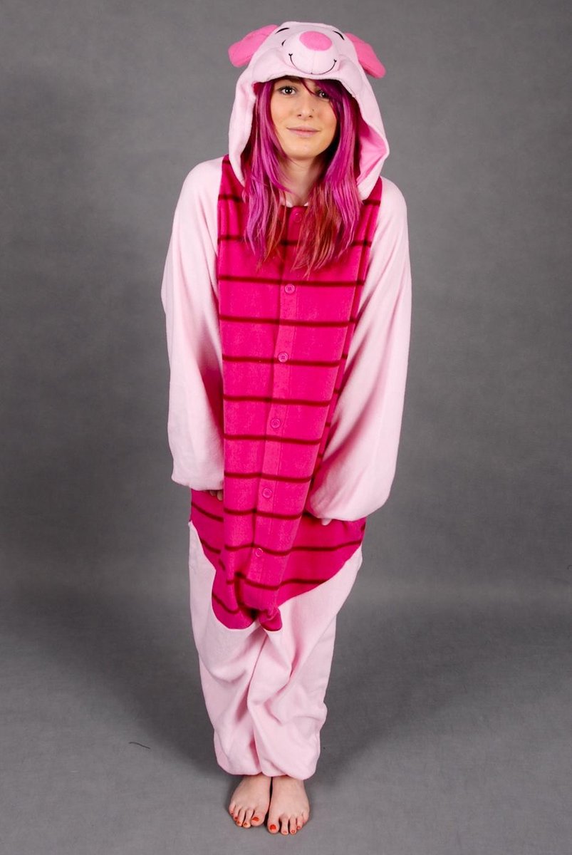 KIMU Onesie Knorretje kinder pakje - maat 110-116 - Winnie de Poeh Piglet varkenspak jumpsuit pyjama