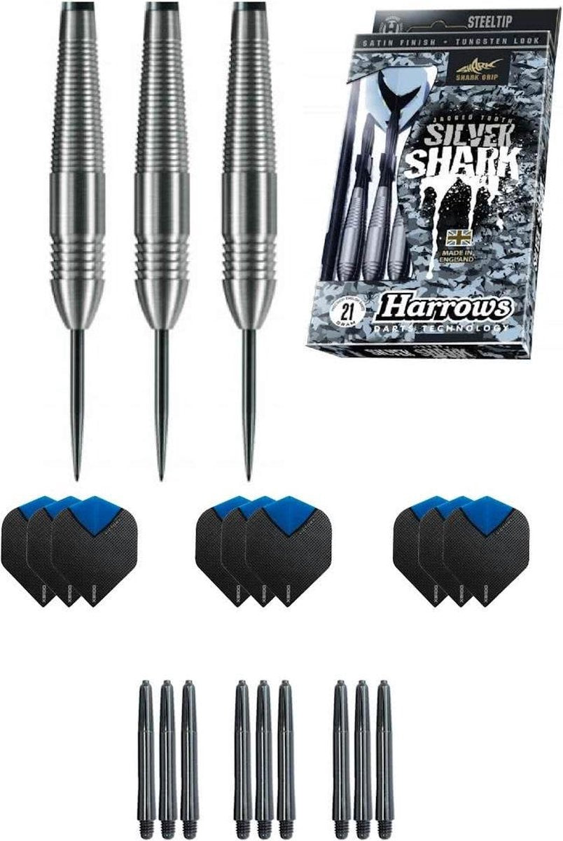 Harrows - Silver Shark 23 gram - dartpijlen - met - cadeauset - dartshafts - dartflights