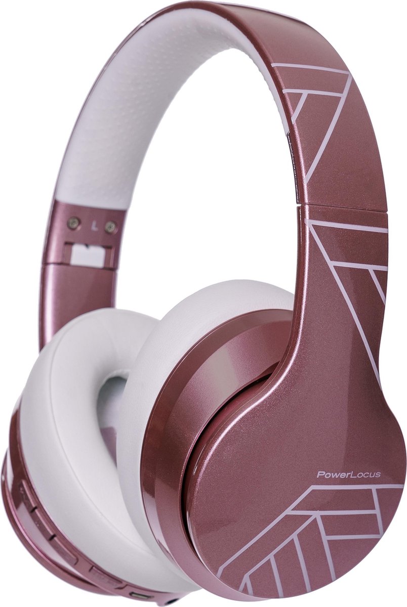PowerLocus P6 draadloze Over-Ear Koptelefoon Inklapbaar - Bluetooth Hoofdtelefoon - Met microfoon - Glanzend Rose Gold PL Lines Collection