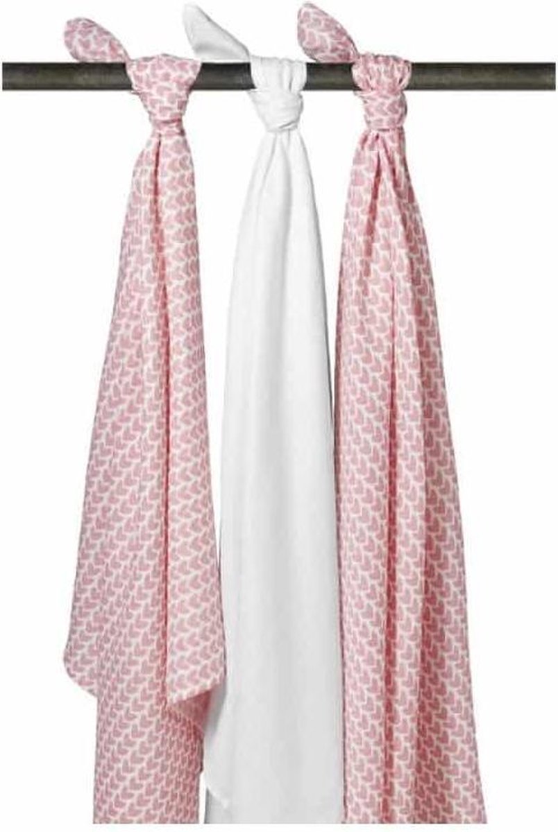 Meyco 3-pack Swaddle - Knitted Heart/Uni wit/Knitted Heart