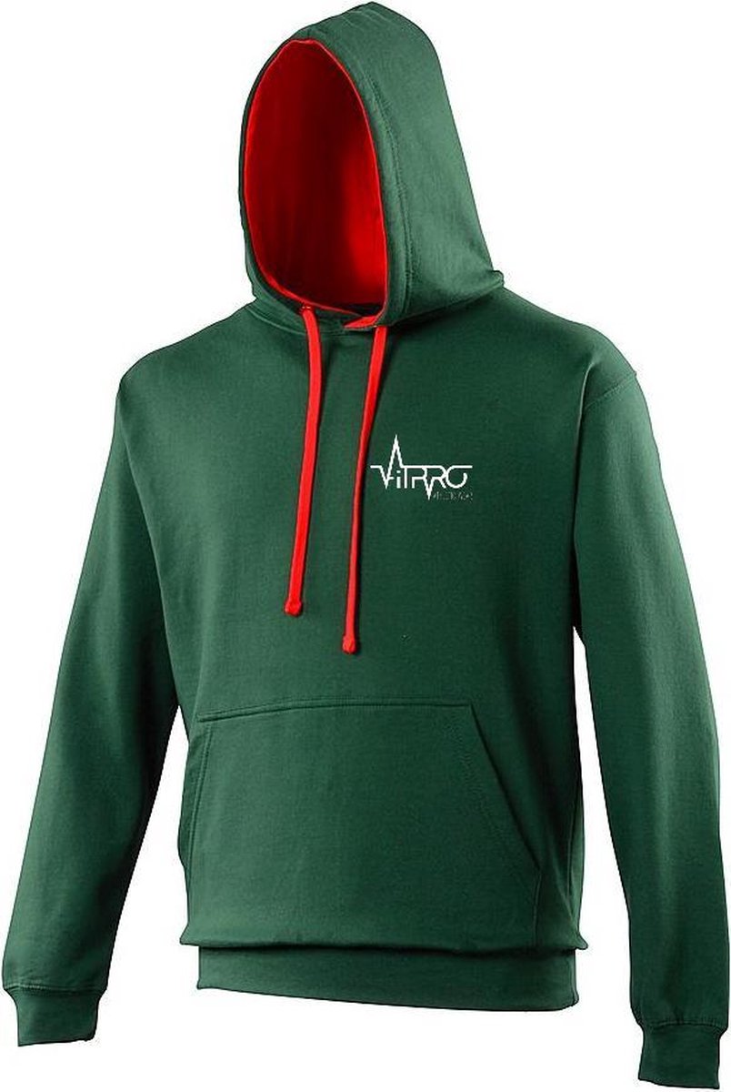 FitProWear Multicolour Hoodie Unisex - Groen / Rood - Maat XXL - Dames - Heren - Trui - Sporttrui - Sweater - Hoodie - Katoen / Polyester - Trui Capuchon - Sportkleding