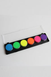 Neon UV schmink palet blacklight 6x10gr. facepaint fluor schminkpalet