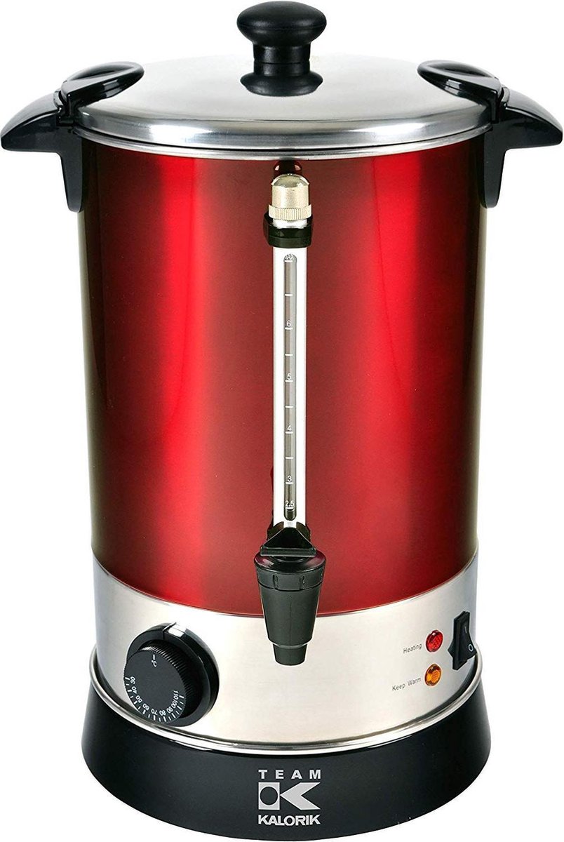 Ketel voor warme dranken metallic rood 6.8l | Glühwein ketel voor horeca | RVS drankautomaat | Theepot | Koffiepot