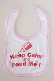 Roze slabbetje "Keep calm and feed me"