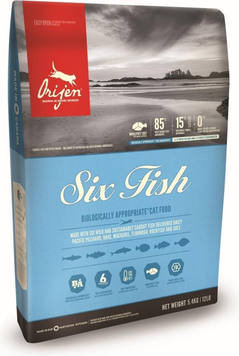 Orijen Whole Prey Six Fish Cat Sardines&Heek - Kattenvoer - 340 g