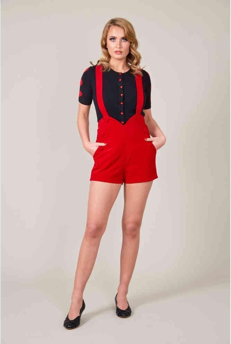 Voodoo Vixen Tuinbroek/dungaree -XL- Red Rosalie Rood