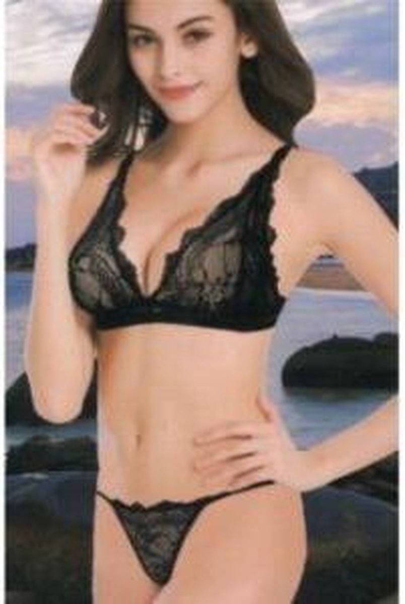 Ouno - Sexy lingerie set - 2 parts - size L/XL - Black - gave Cadeaubox - j5295 - ideaal om te geven of te ontvangen