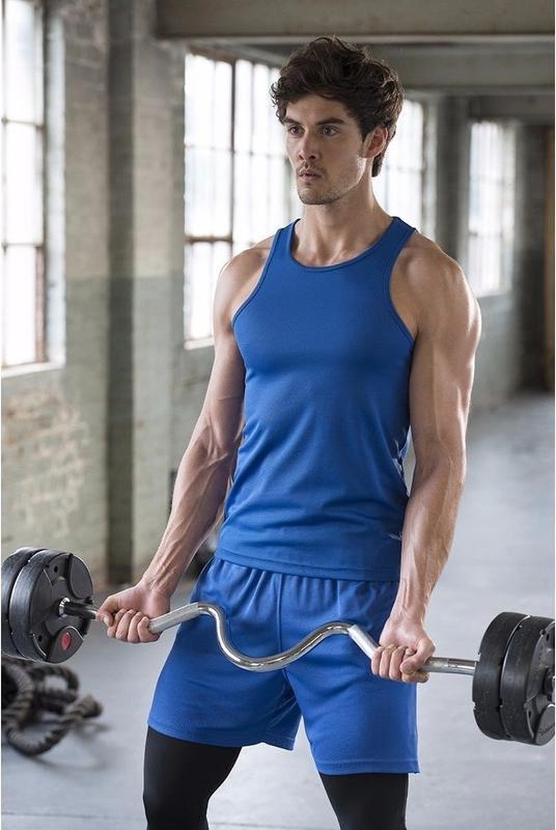 Polyester heren  singlet XL kobalt