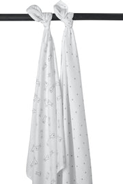 Meyco X Mrs.Keizer hydrofiele swaddles 2-pack Rabbit - Silver - 120x120 cm