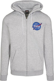Heren Hoodie Southpole NASA Insignia Logo Zip Hoody grijs