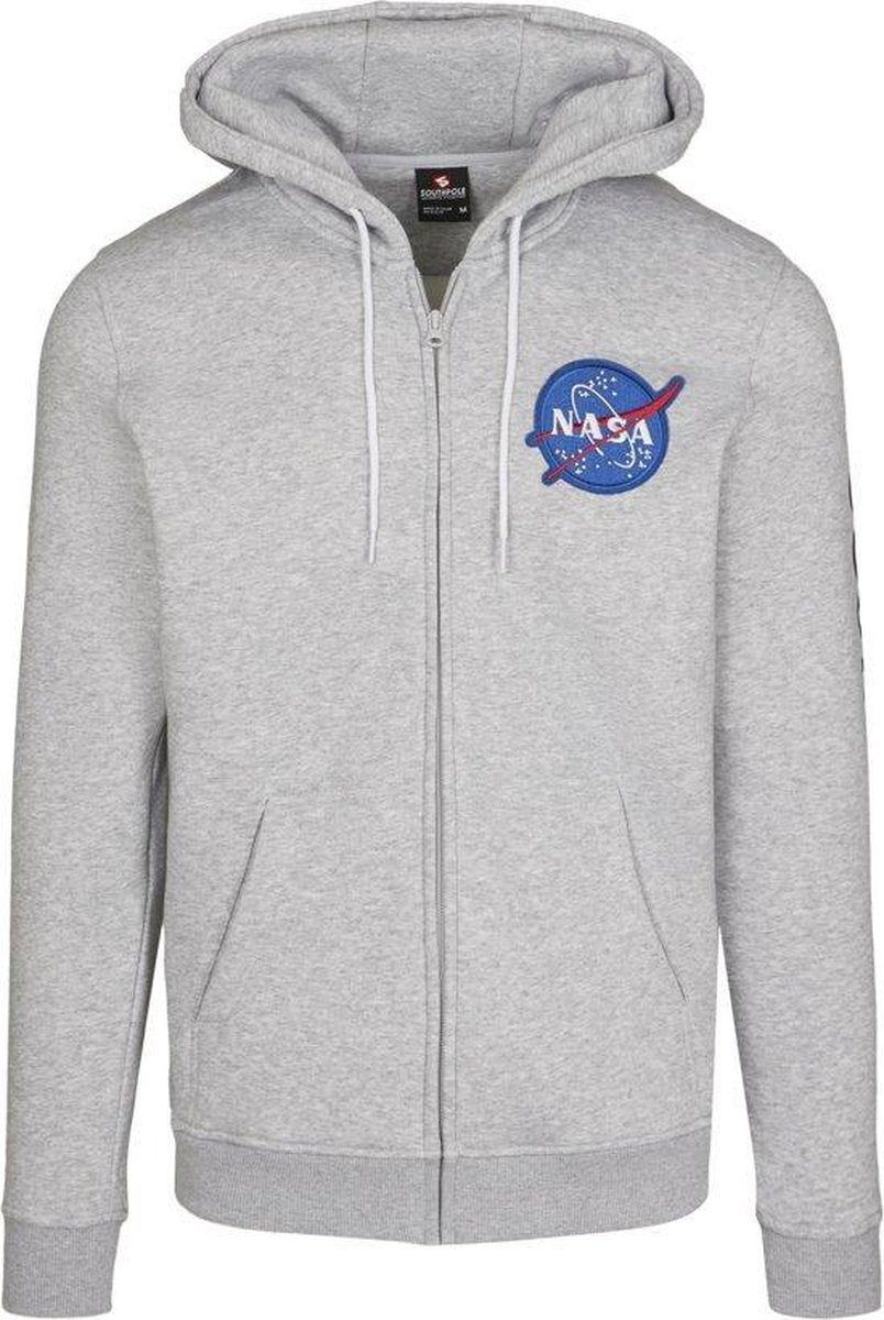 Heren Hoodie Southpole NASA Insignia Logo Zip Hoody grijs