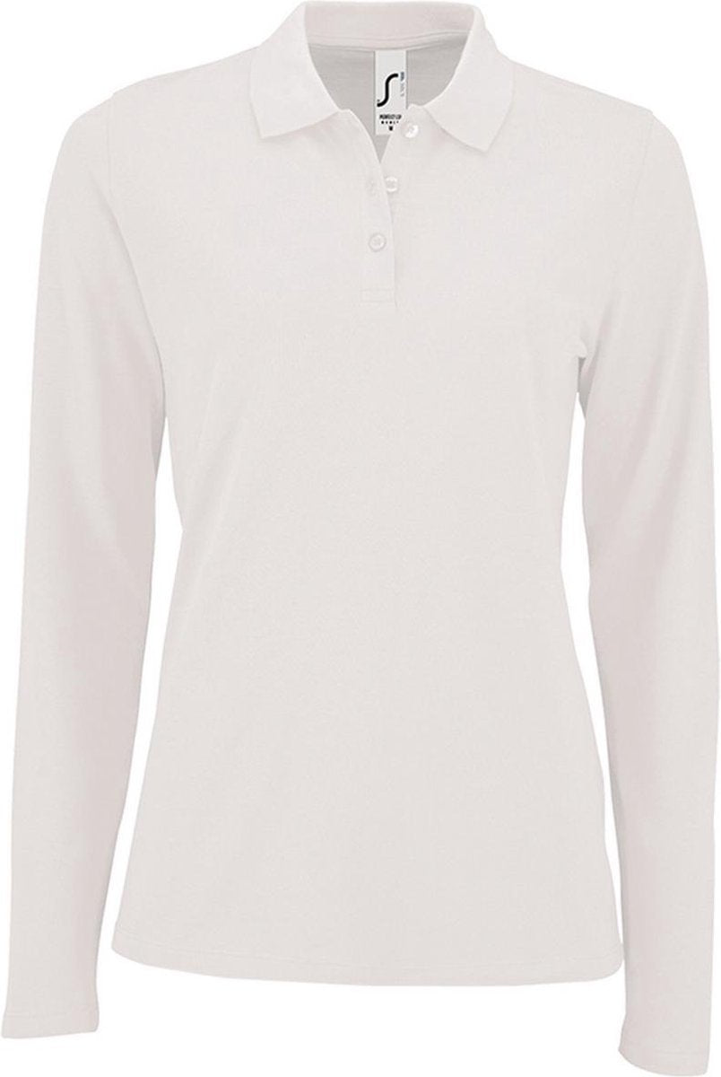 SOLS Dames/dames Perfecte Lange Mouw Pique Polo Shirt (Wit)