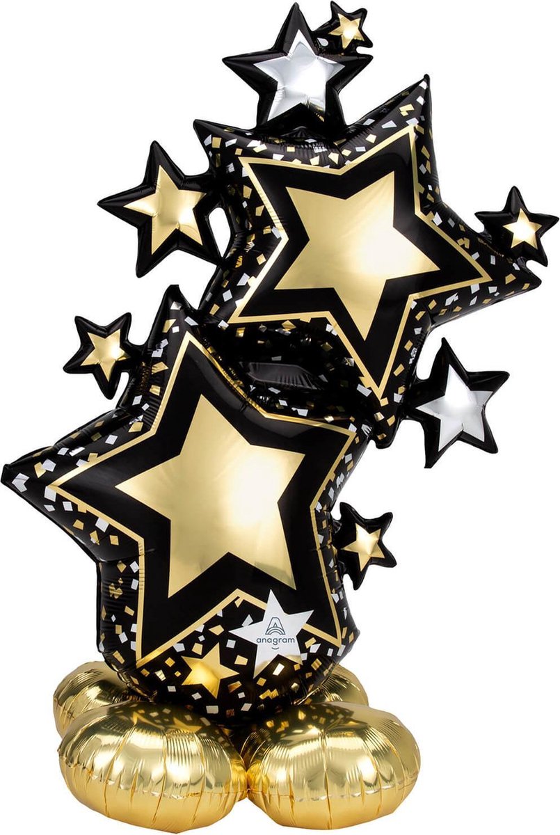 Anagram Folieballon Airloonz Star 127 Cm Goud/zwart/zilver