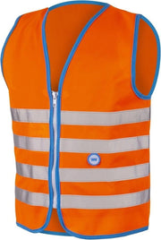 Wowow Veiligheidshesje kind met rits EN 1150 - Fun Fietsjas - Maat L  - Unisex - oranje/blauw/zilver