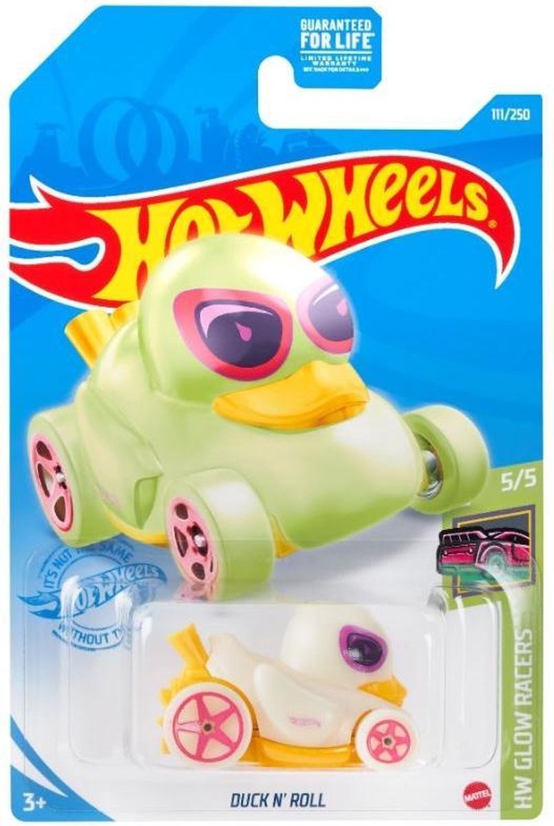 Hot Wheels Auto Glow Racers Duck N' Roll 7 Cm Glow In The Dark