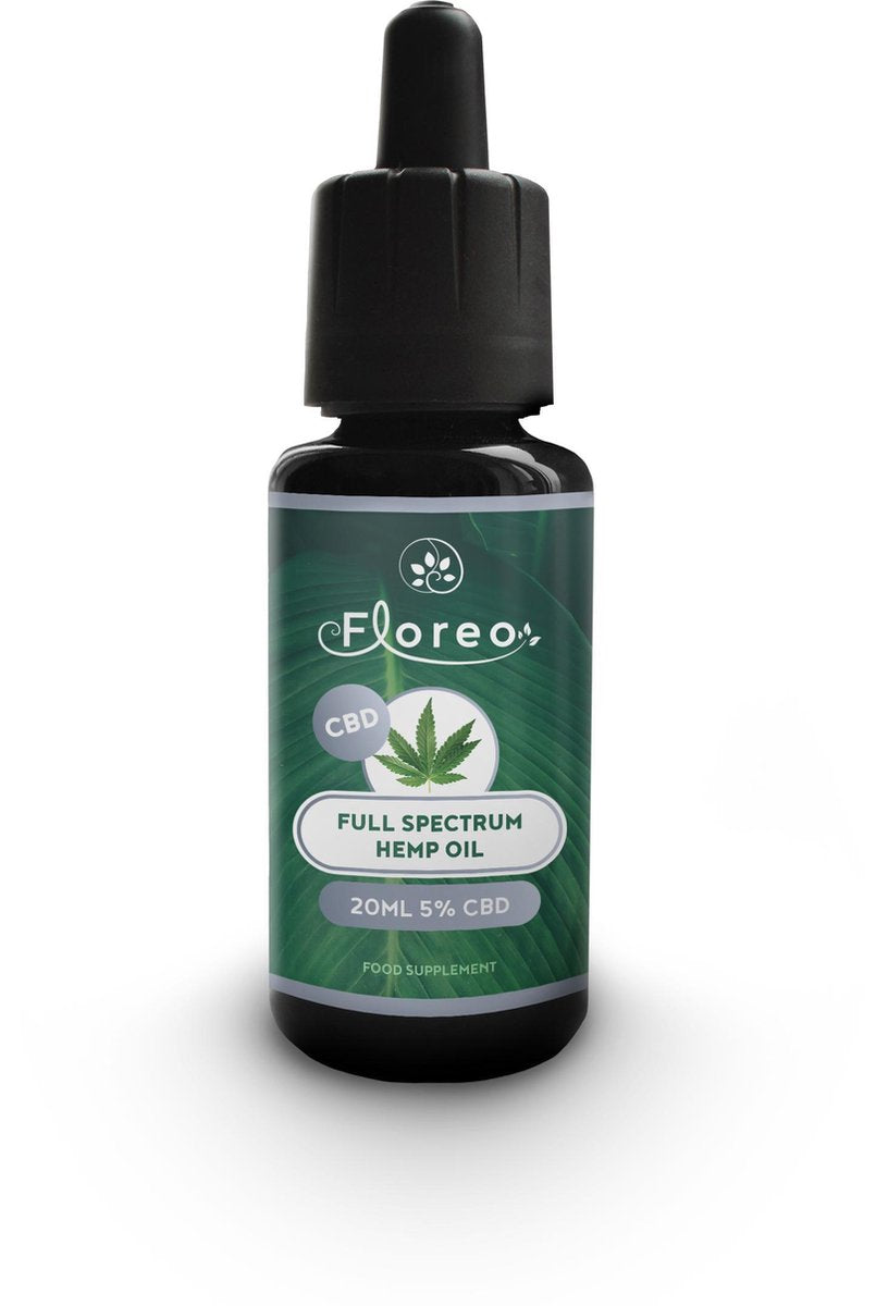 CBD Olie 5 procent 20ml | Full Spectrum | GÉÉN Co2 Extractie en GÉÉN CBD Pasta Gebruikt | Koud Geperst uit CBD Hennepzaad & Plant | Onafhankelijk Getest | Vrij van Conserveermiddelen