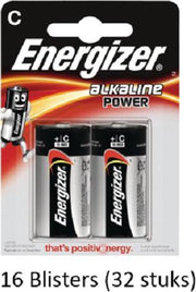 32 stuks (16 blisters a 2 stuks) Energizer Alkaline Power C batterij