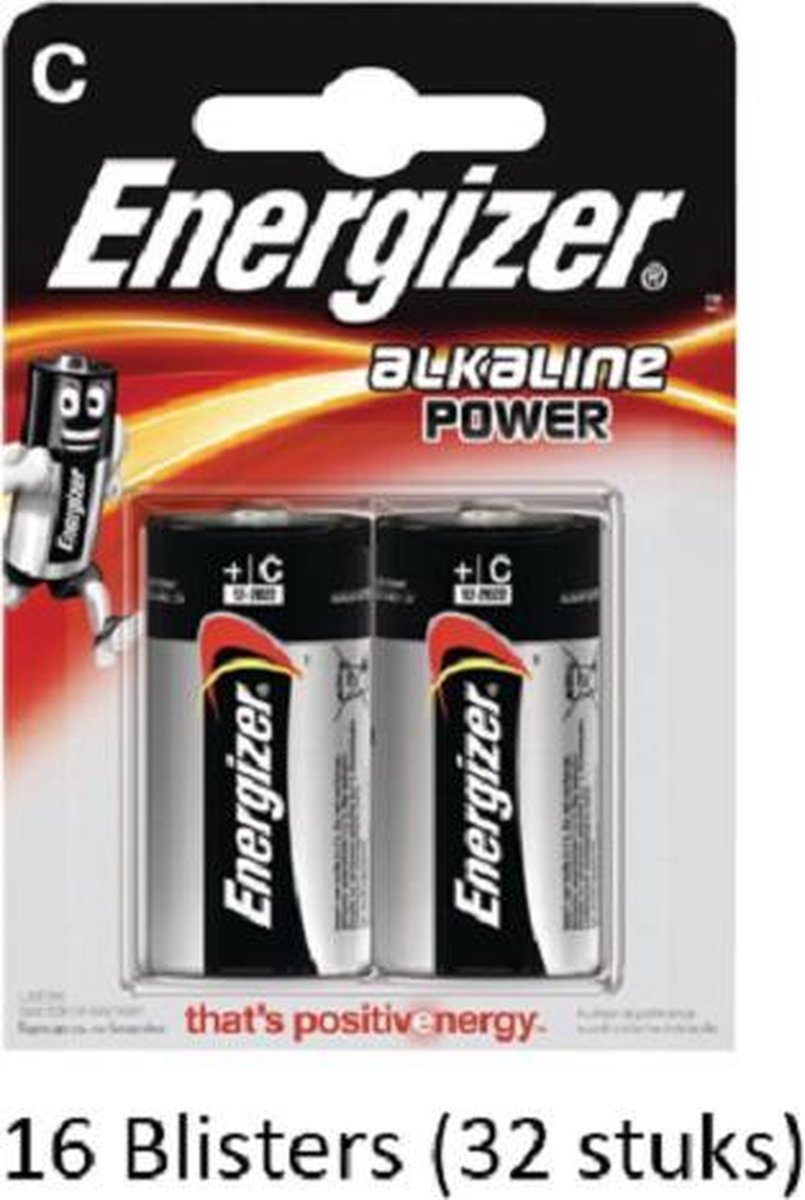 32 stuks (16 blisters a 2 stuks) Energizer Alkaline Power C batterij