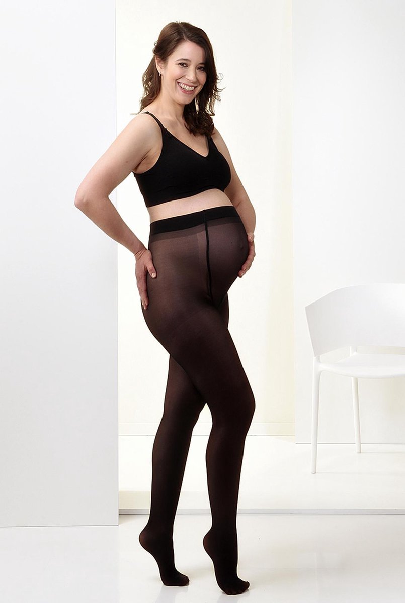 Mamsy Comfortabele Semi Transparante Zwangerschapspanty 40den (Zwart | L)