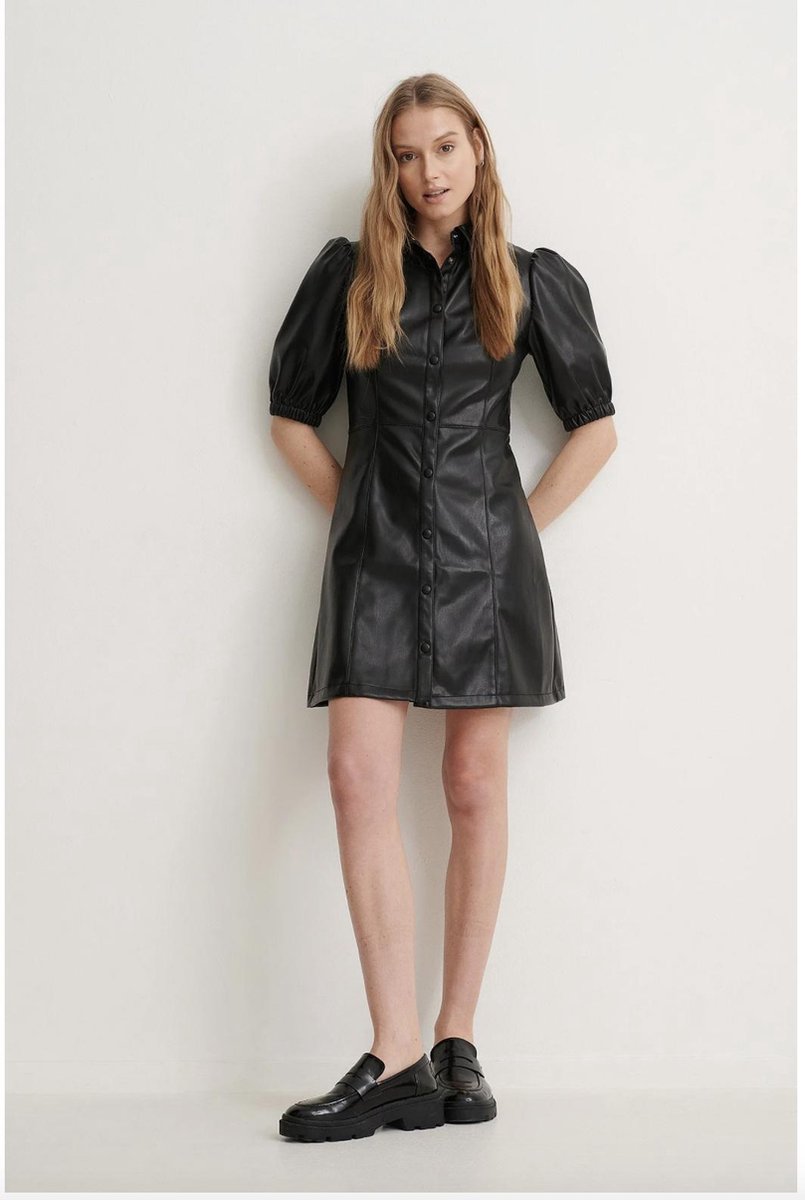 NA-KD - PUFF SLEEVE SHIRT PU DRESS - 40
