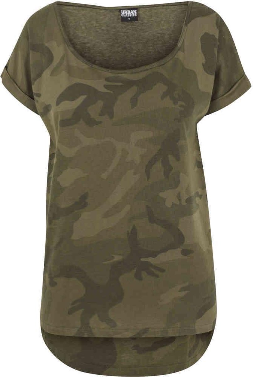 Urban Classics Dames Tshirt -XL- Camo Back Shaped Bruin/Zwart