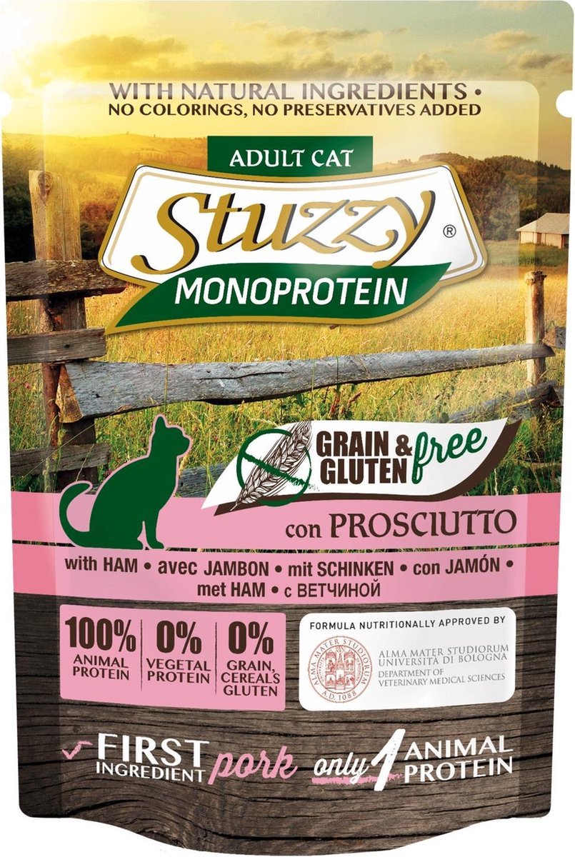 Stuzzy - kattenvoer - Ham - Graan vrij - Volledig Natvoer - 16 x 85gram