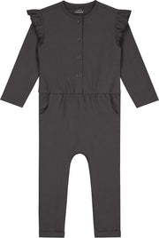 Prénatal Baby Meisjes Jumpsuit - Baby Kleding voor Meisjes - Maat 68 - Donkergrijs met Ruffles