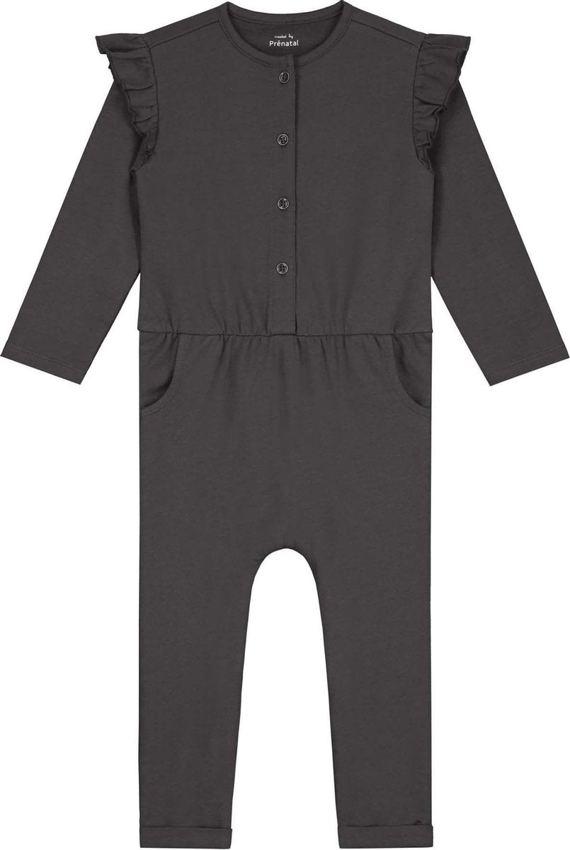 Prénatal Baby Meisjes Jumpsuit - Baby Kleding voor Meisjes - Maat 68 - Donkergrijs met Ruffles