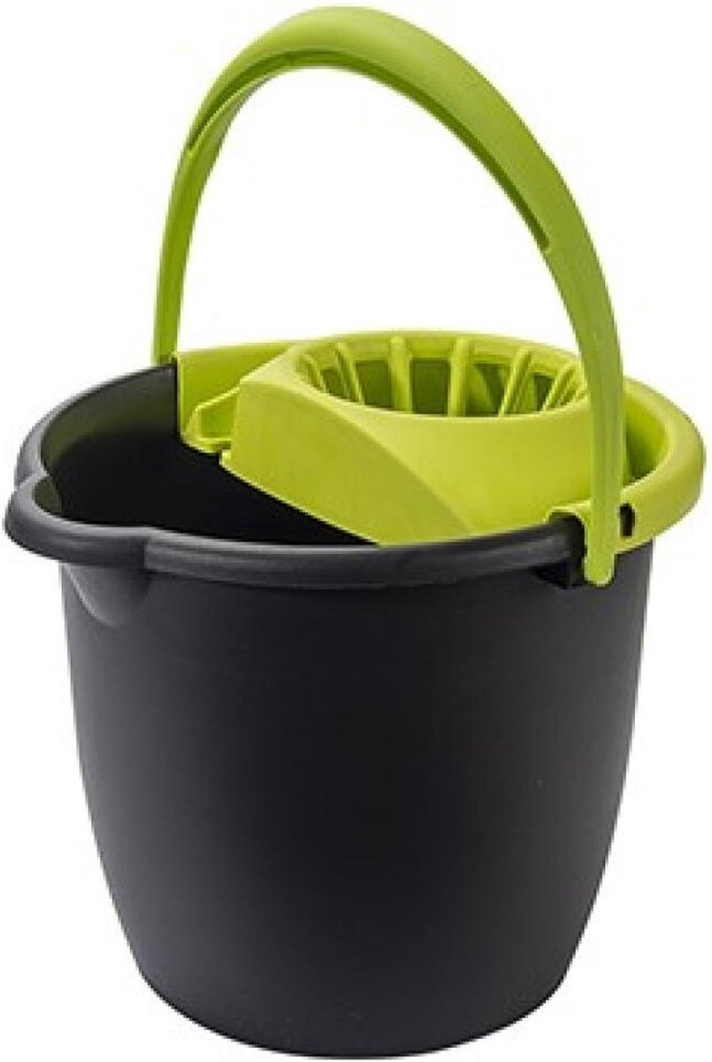 Hega Emmer Met Wringer Rond 14 Liter Zwart/groen