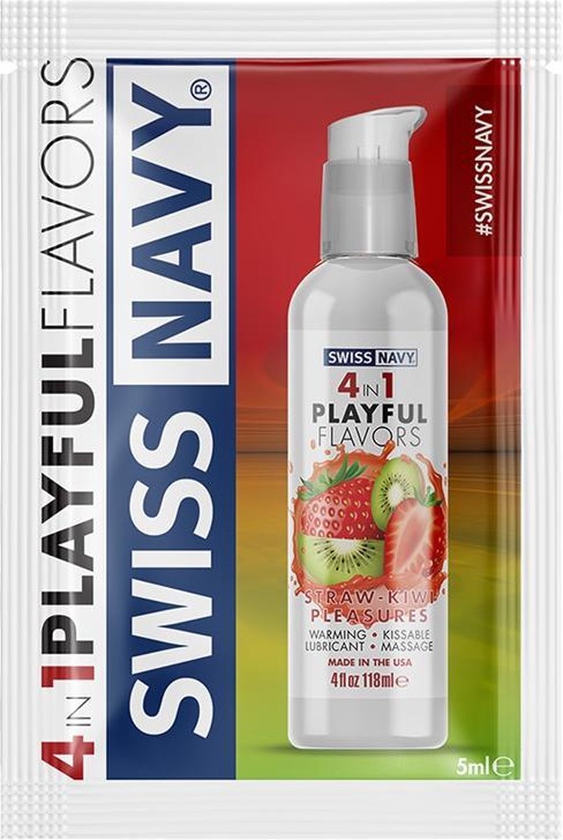 Swiss Navy Playful Straw-Kiwi Pleasures-smaak 4 in 1 Lubricant - 5ml