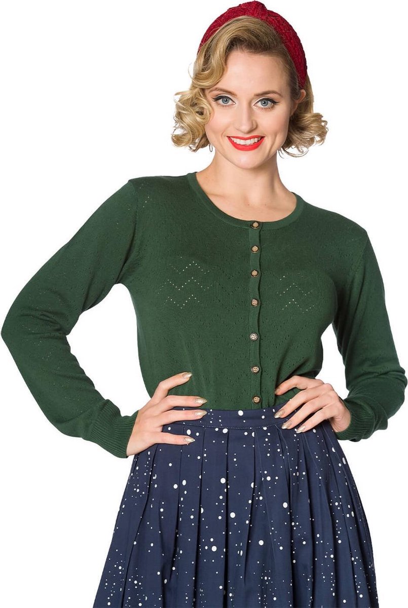 Banned Wendy 40's Pointelle Cardigan Groen