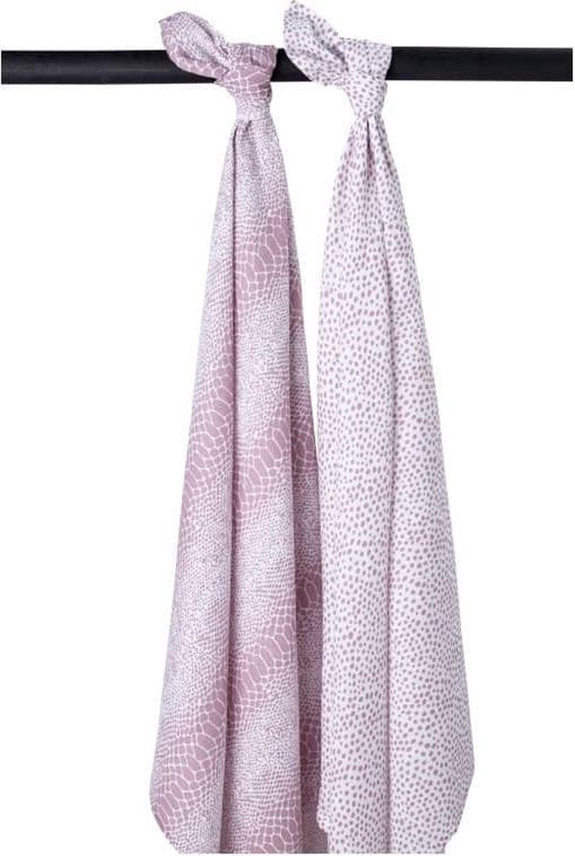Meyco 2-pack swaddles Snake/Cheetah - lilac