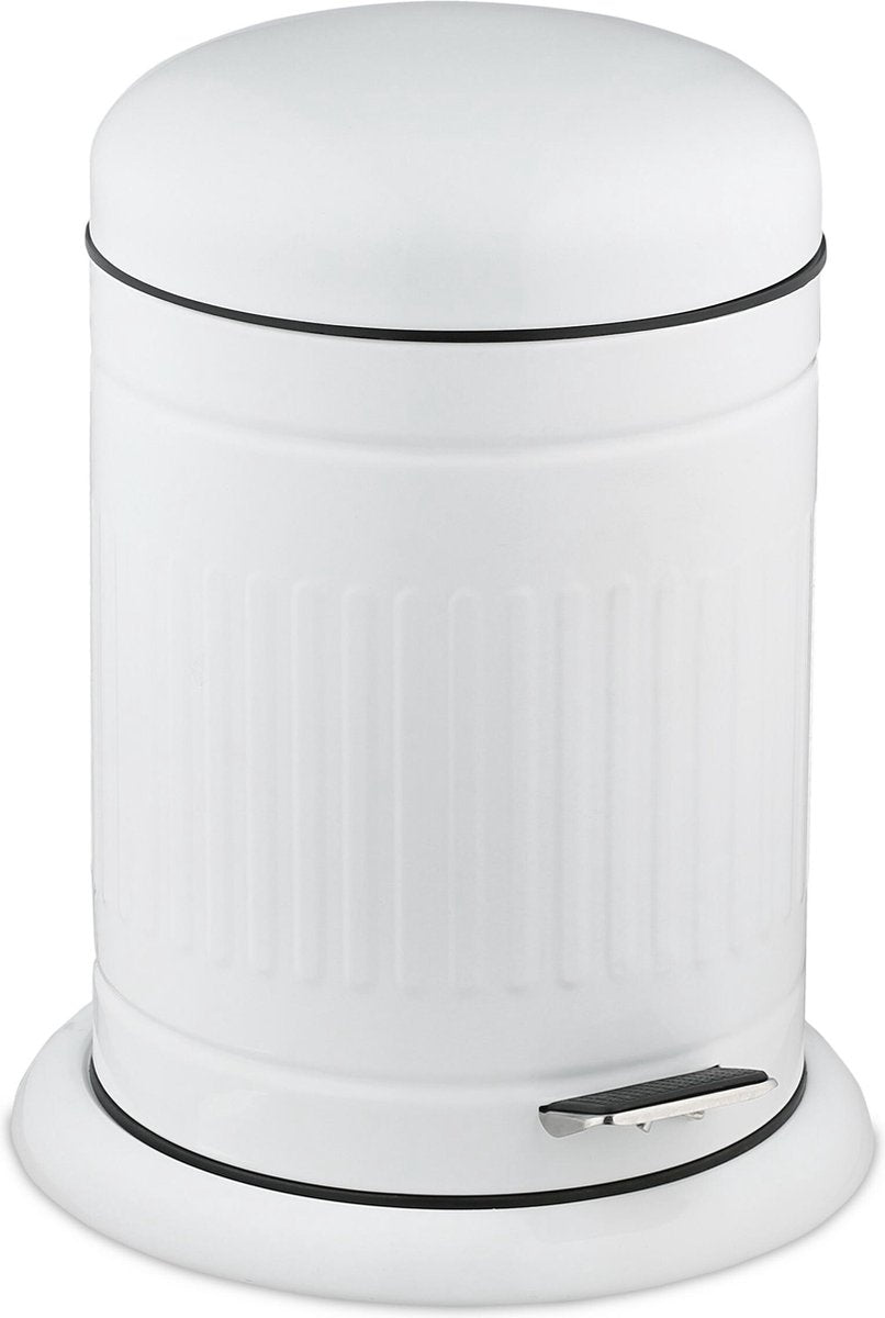 relaxdays pedaalemmer 3 liter - softclose prullenbak - afvalbak met binnenemmer - metaal wit