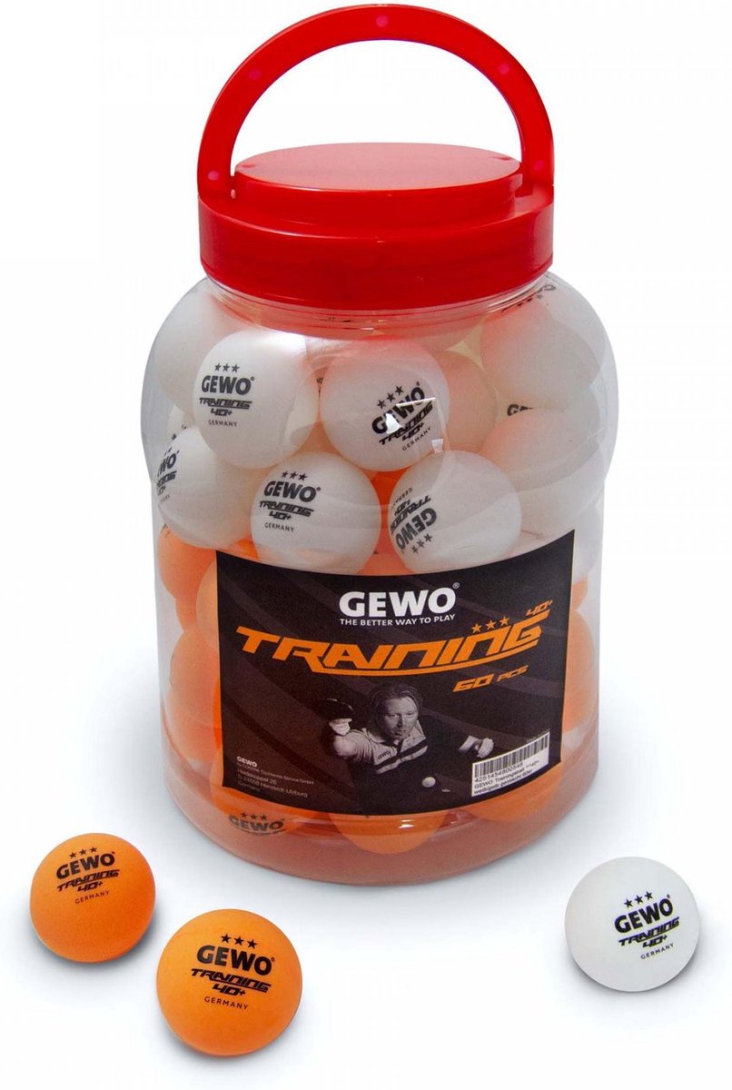 Gewo Tafeltennisballen Training box van 60 - 3* - Wit & Oranje - Ping Pong Ballen