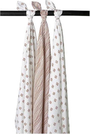 Meyco 3-pack Swaddle Block stripe - camel