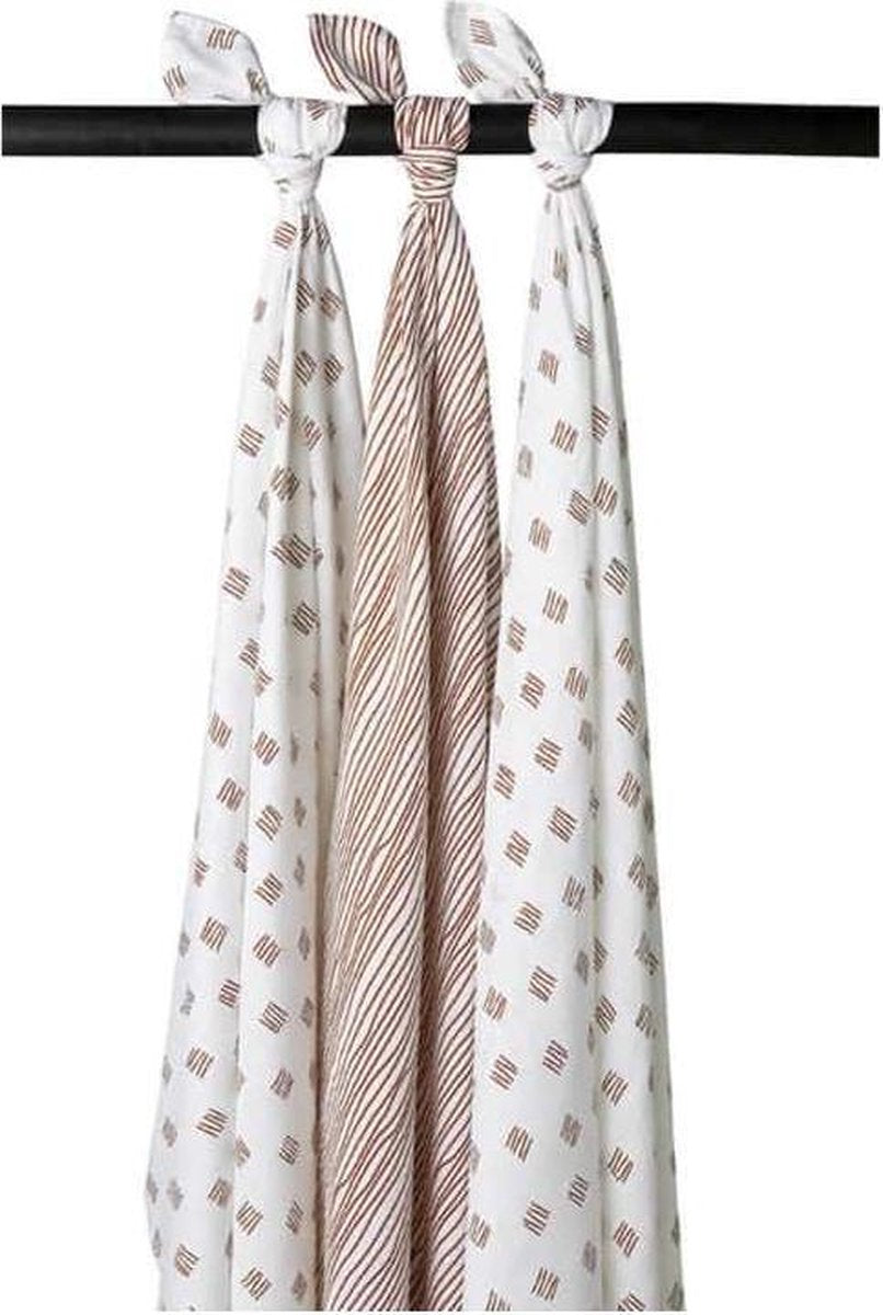 Meyco 3-pack Swaddle Block stripe - camel