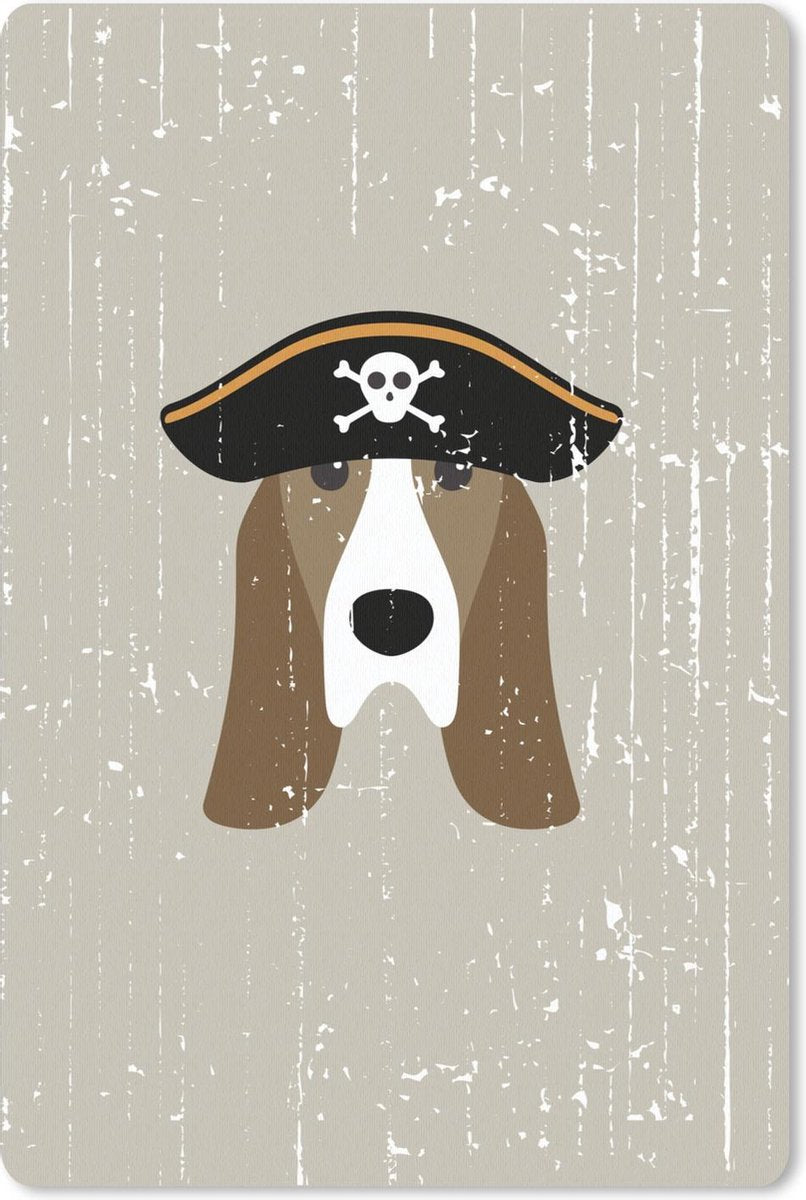 Muismat - Mousepad - Kinderillustratie hond als piraat - 40x60 cm