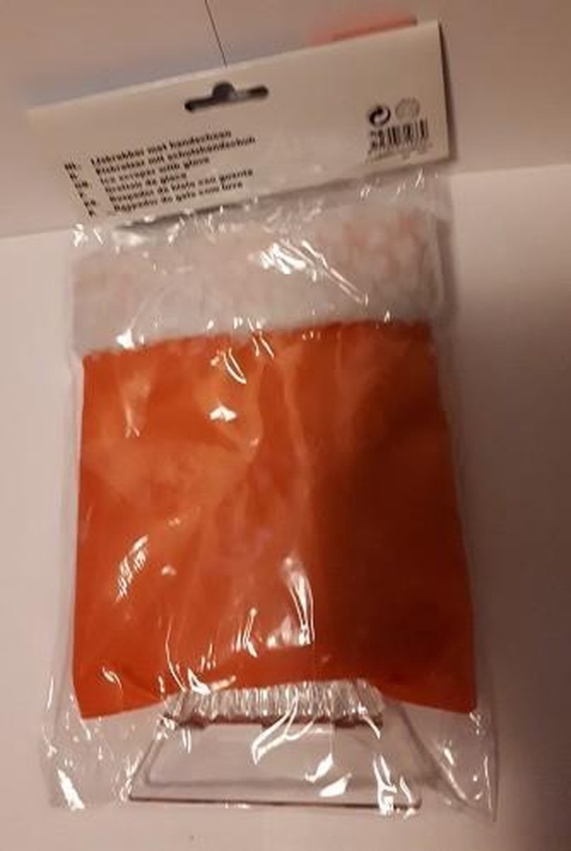 IJskrabber met handschoen oranje