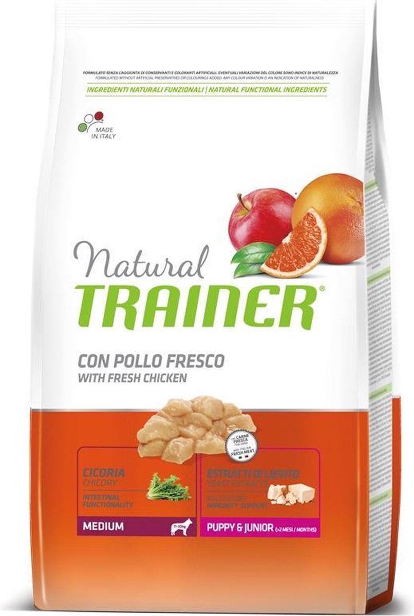 Trainer Natural Trainer - Puppy en Junior Medium - Hondenvoer - 12 kg - Hoog Vleesgehalte