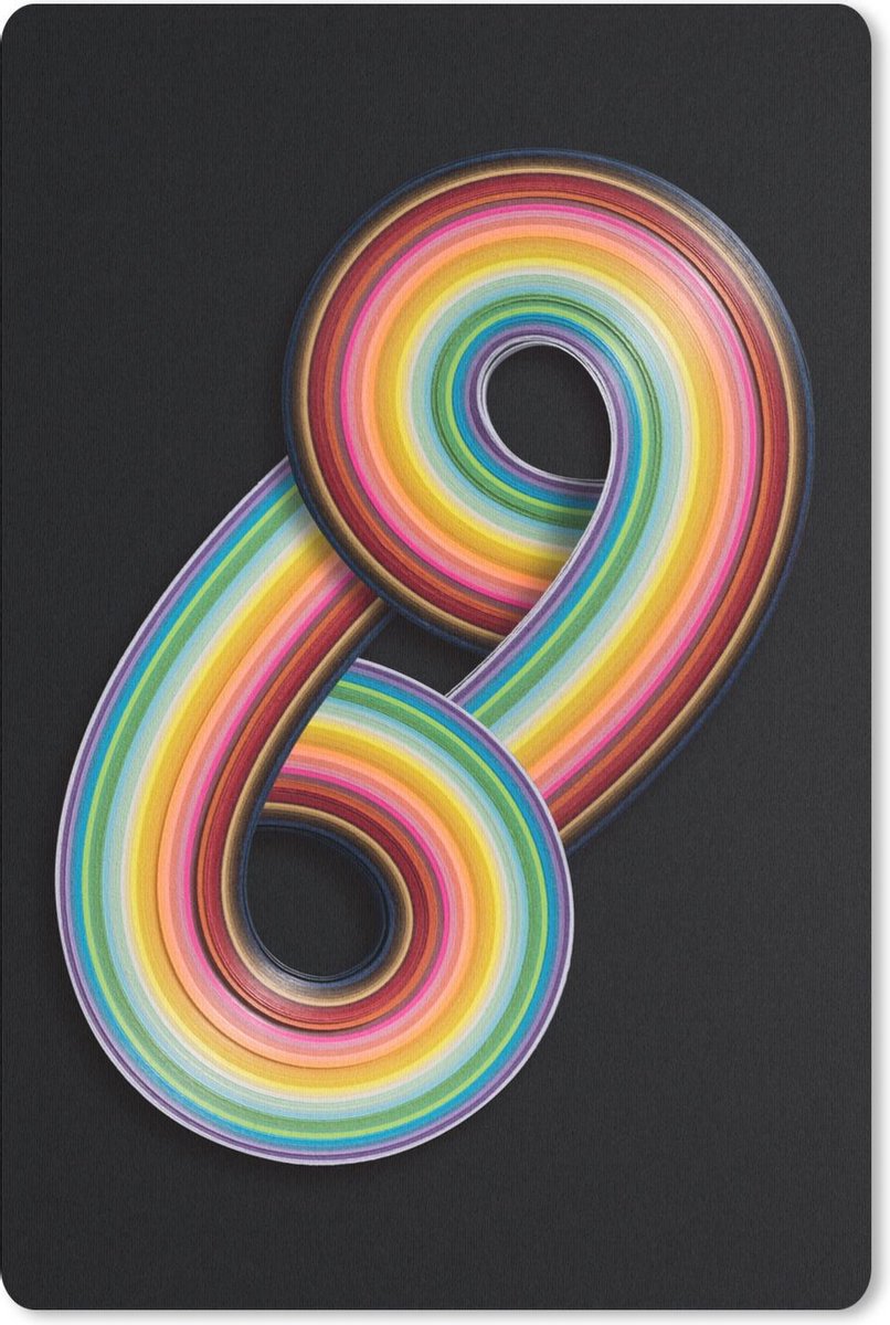 Muismat - Mousepad - Nummer 6 regenboogkleuren - 40x60 cm