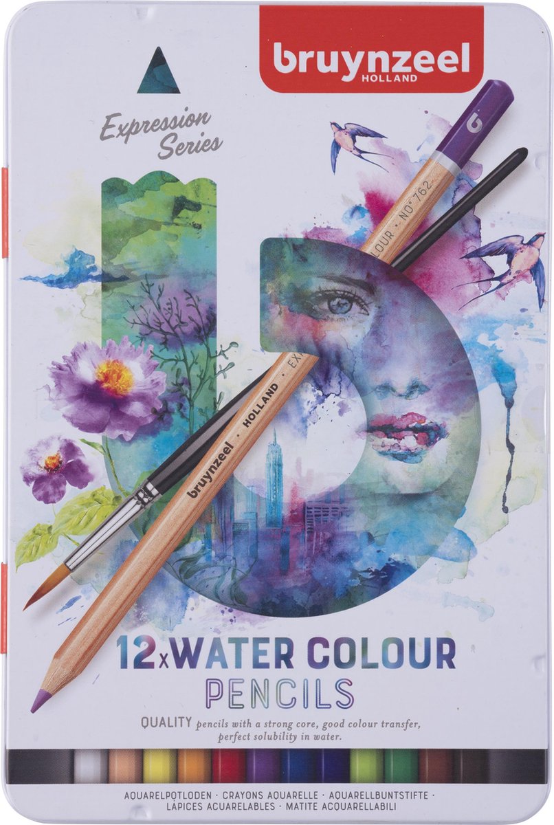 Aquarelpotloden in blik Expression: 12 stuks (7735