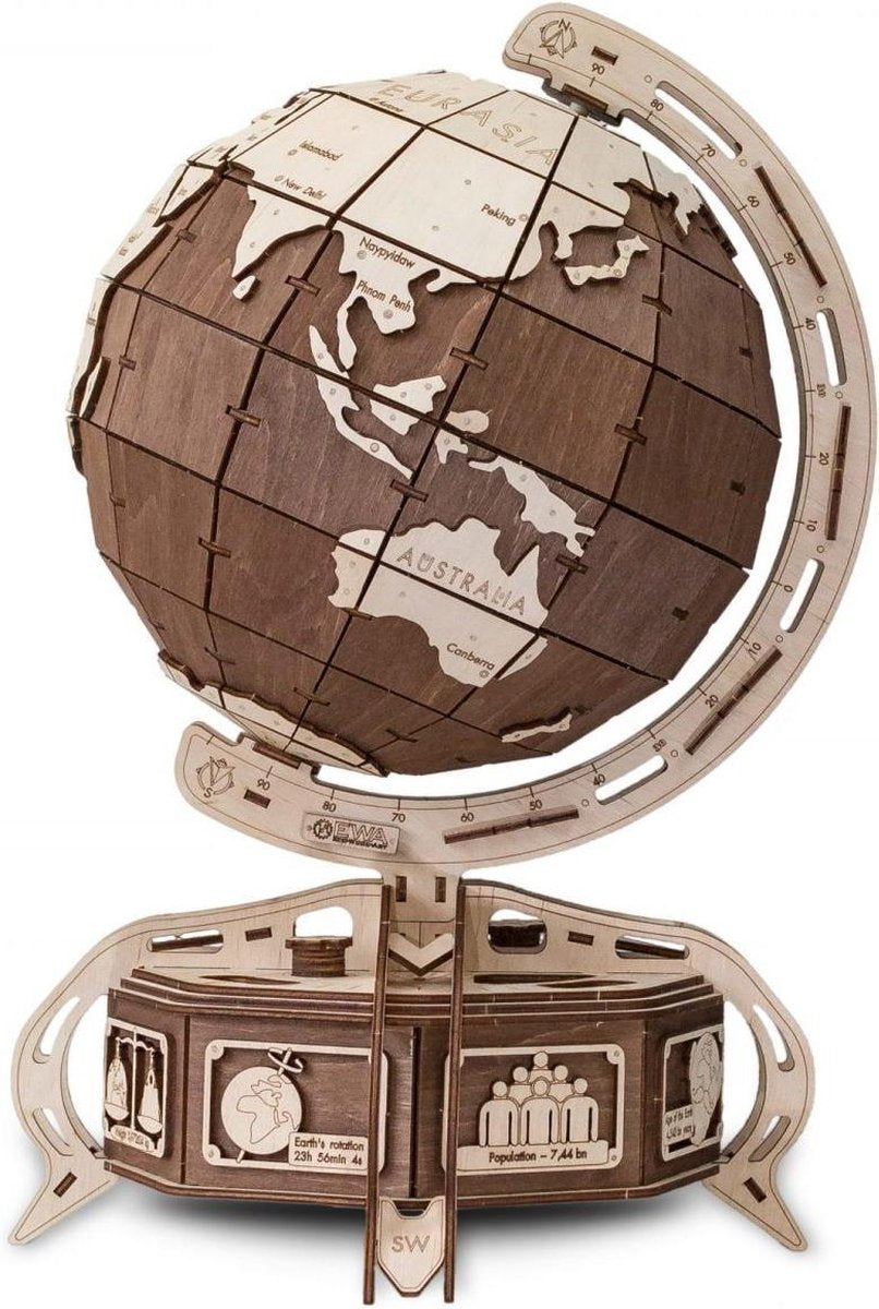 Eco-Wood-Art Globe - Houten Modelbouw - Bruin