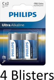 8 Stuks (4 Blisters a 2 st) Philips LR14E2B - C batterij