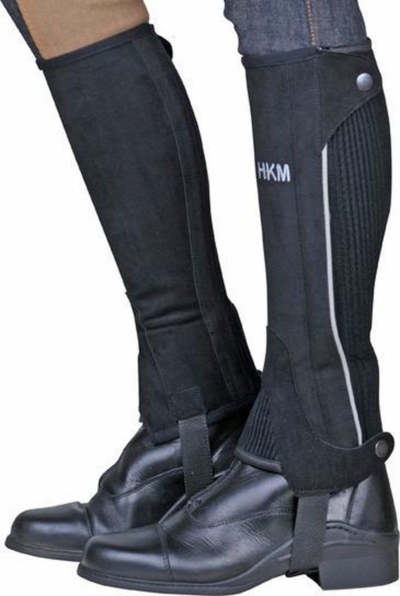 HKM HKM Minichaps Special kunstleer maat M zwart met grijs