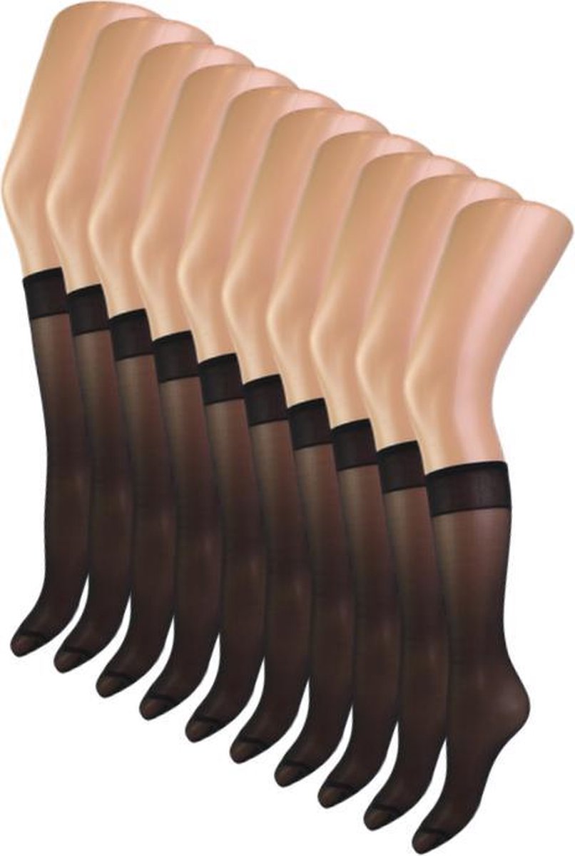 10 paar Bonanza panty kniekousen - 15 Denier - Zwart