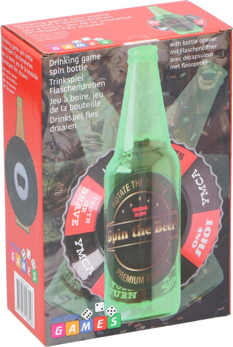 Lifetime Games Drinkspel fles draaien - Drankspel - Draaifles - Flesje draaien - Spin the bottle - Met flessenopener