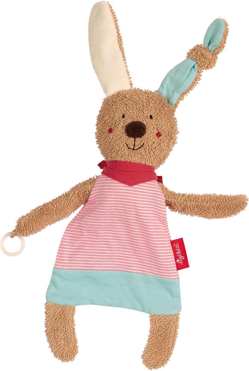 sigikid knuffeldoekje with dummy holder konijn roze 38847
