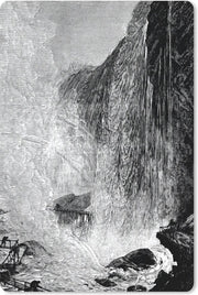 Muismat - Mousepad - Antieke illustratie van de Niagara Falls in zwart-wit - 40x60 cm